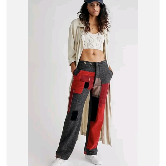 Free People Pants - Sandrine Rose Free People Worker Striped Patchwork Pants in Austin